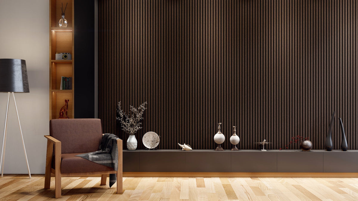 Oaklentra Acoustic Slat Panels - Black Walnut